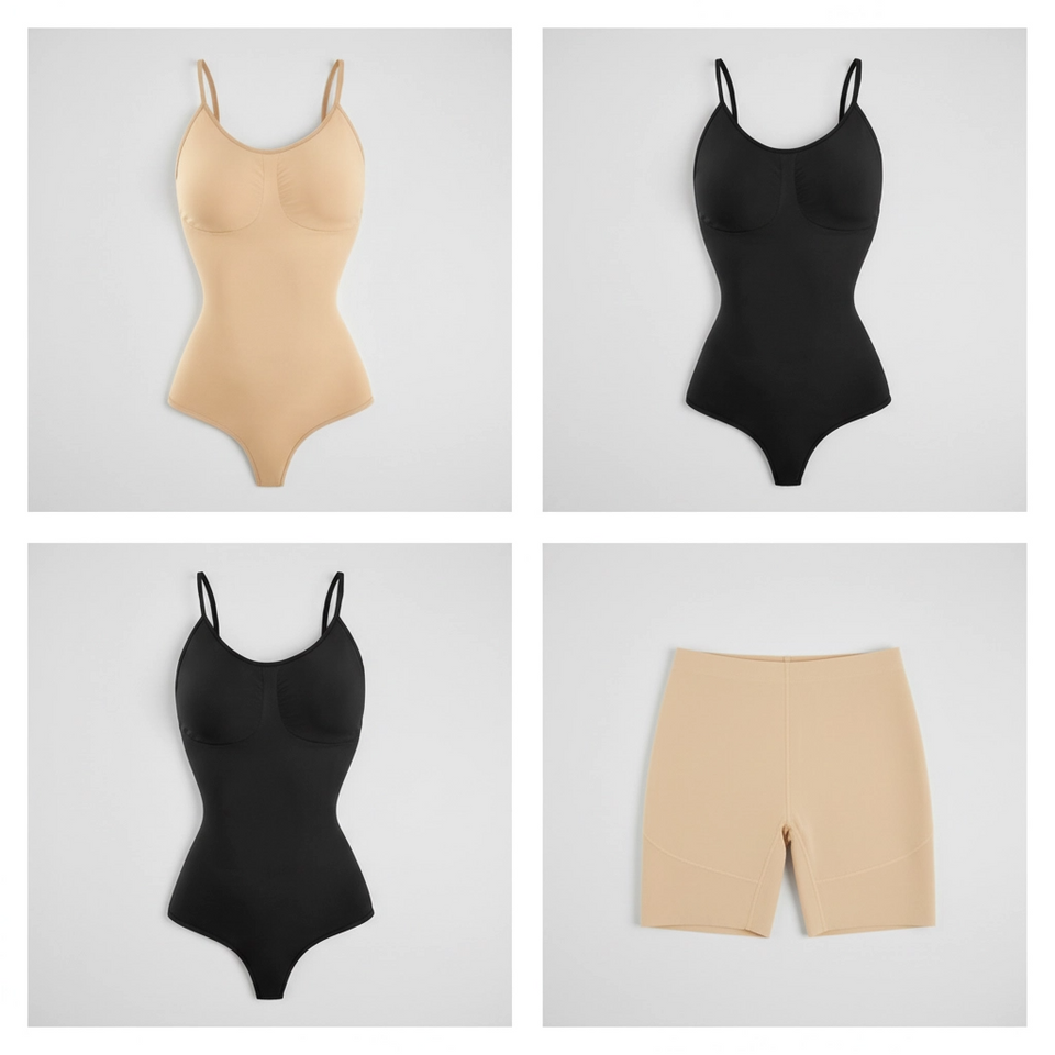 Mega Pack de 4 prendas moldeadoras reductoras (Negro y Beige)